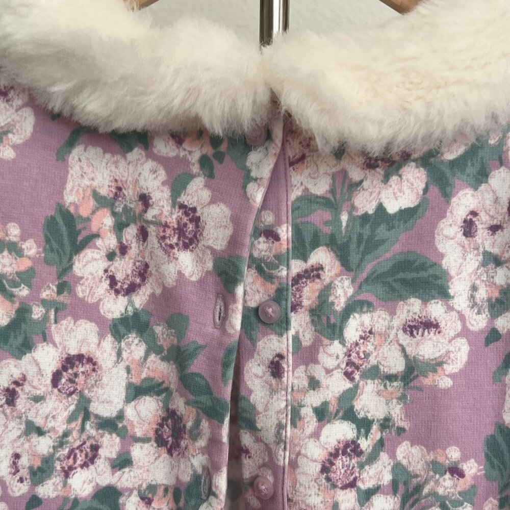 Janie and Jack purple floral dress with faux fur collar EUC like-new - Picture 6 of 9